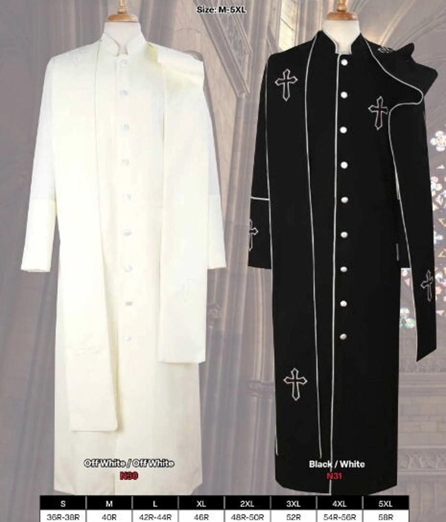Clergy robe Men's Cassock Pastor Robe With Matching Stole