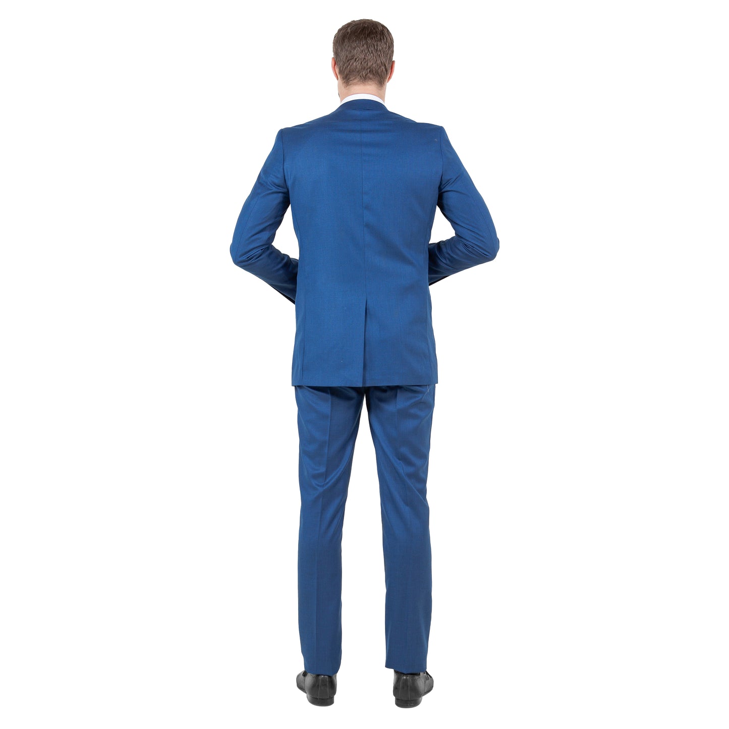 Blue Men's 2pc Sharkskin Suit Slim-Fit