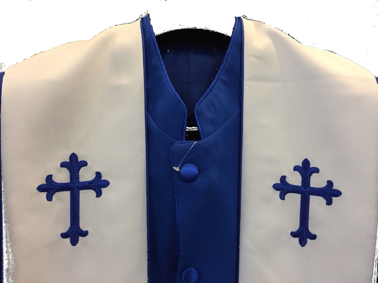 royal blue robe with zipper & stole for