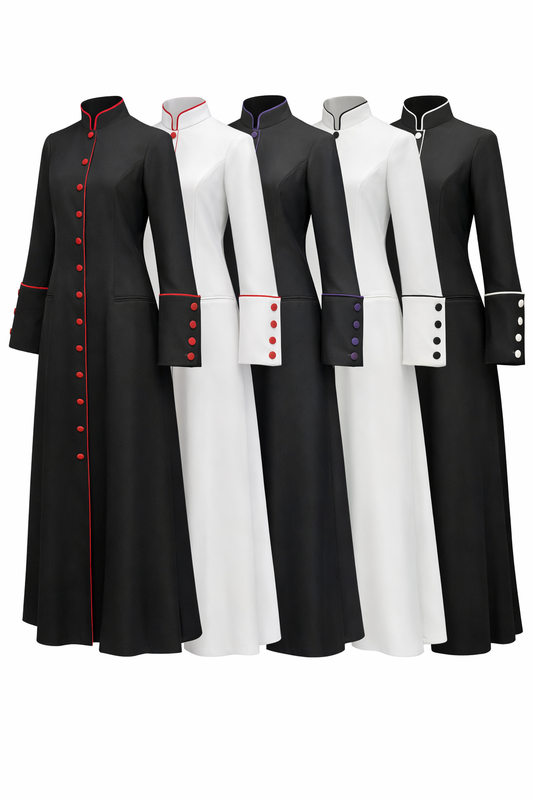 Women Solid Robe / Clergy Wear with Cuffs and pleats
