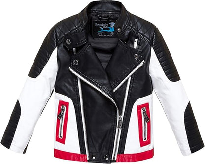 Boys PU Leather Jacket Unisex Kids