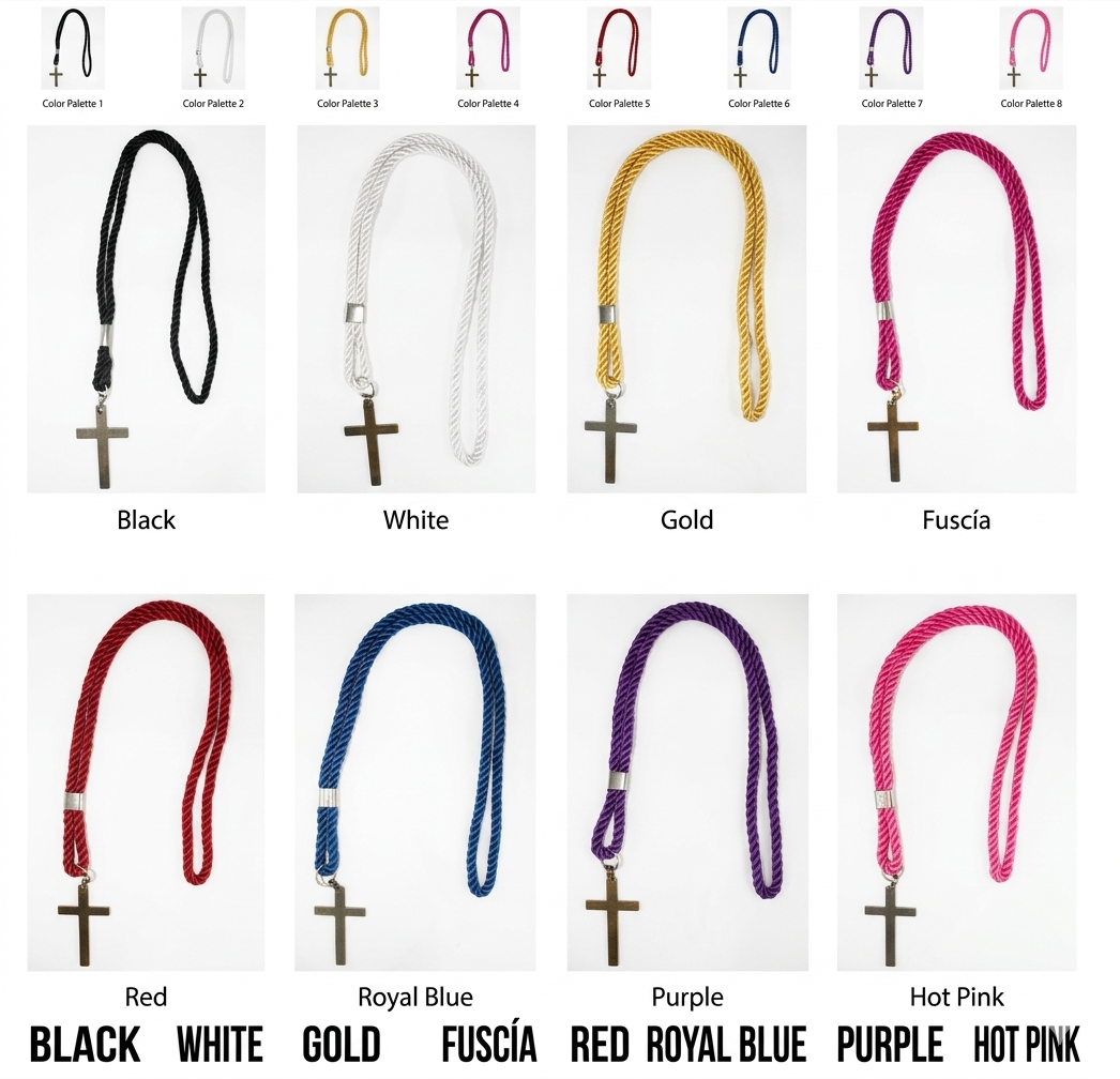 Clergy Uniform Rope Cord and Cross Necklace