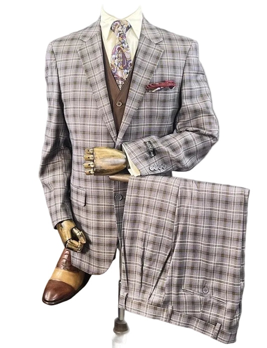 Menz Business 2 button Suits Plaids Big & Tall