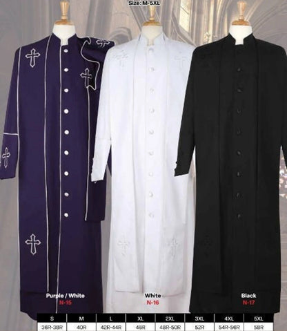 Clergy robe Men's Cassock Pastor Robe With Matching Stole