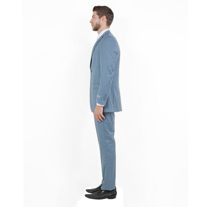 Smoke Blue Men's 2pc Sharkskin Suit Slim-Fit