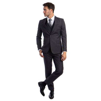 Men's 3pc Solid Suit, Notch Lapel