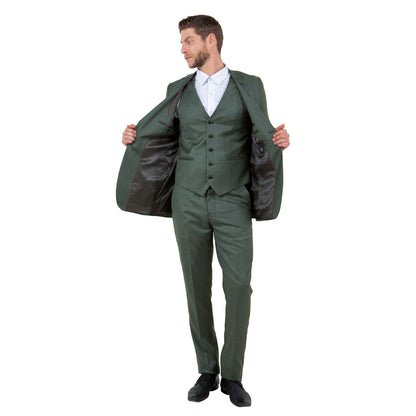Men's Hybrid-Fit 3pc Sharkskin Suit w/ Expandable Waistband