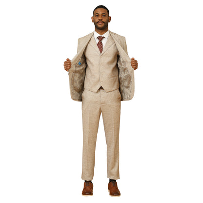 Men's Hybrid-Fit 3pc Tweed Suit w/ Expandable Waistband