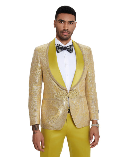 3 PC Pattern Shawl Lapel Double Breasted Vest Suit