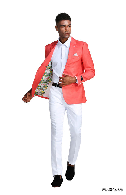 Solid Linen Look Notch Lapel Blazer Jacket