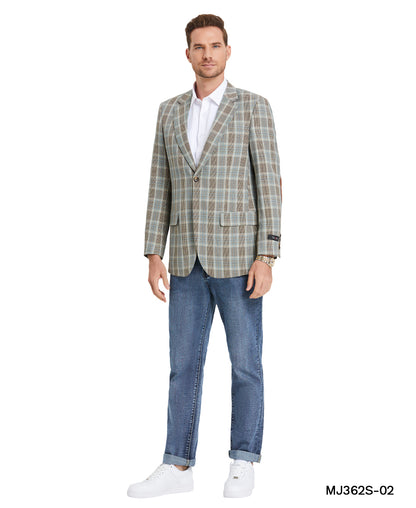 Men's Glen Plaid Slim-Fit Blazer w/ Notch Lapel