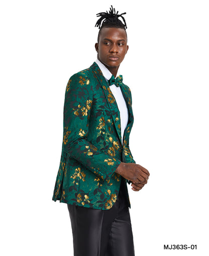 Men's Floral Slim-Fit Blazer w/ Shawl Lapel