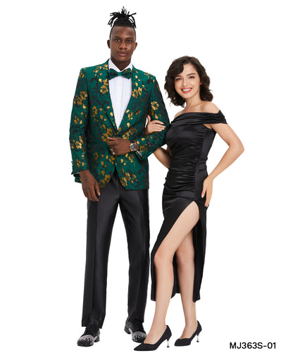 Men's Floral Slim-Fit Blazer w/ Shawl Lapel