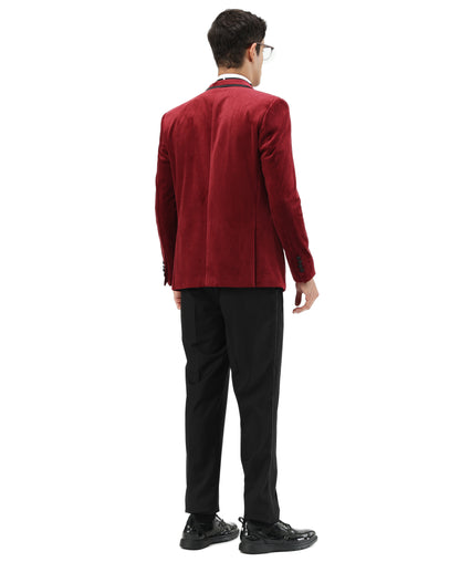 Men's Hybrid Fit Velvet Sport Coat w/ Satin Peak Lapel
