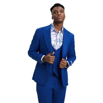 Men's Stacy Adams Hybrid-Fit 3pc Suit Set, Jacket Vest and Pants