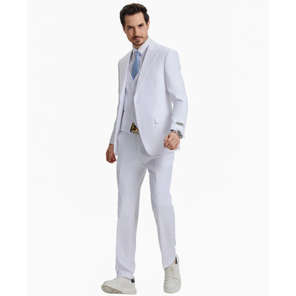 Men's Stacy Adams Hybrid-Fit 3pc Notch Lapel Suit Set, Jacket Vest and Pants