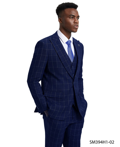 Mens-Suit Windowpane By Stacy Adams