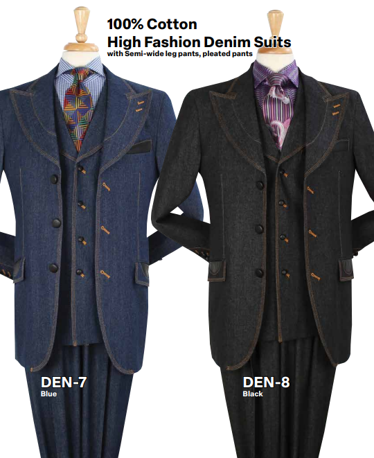 Jean Demin Suit with Vest for Men DEN-7 DEN-8