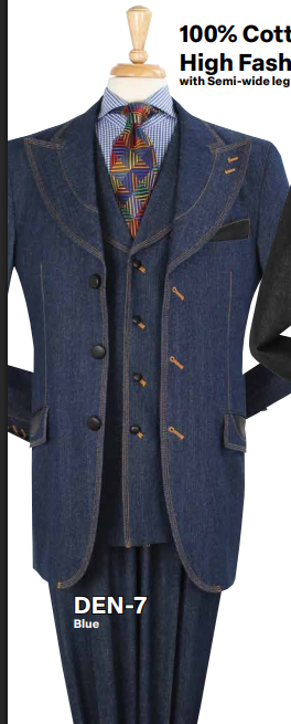 Jean Demin Suit with Vest for Men DEN-7 DEN-8