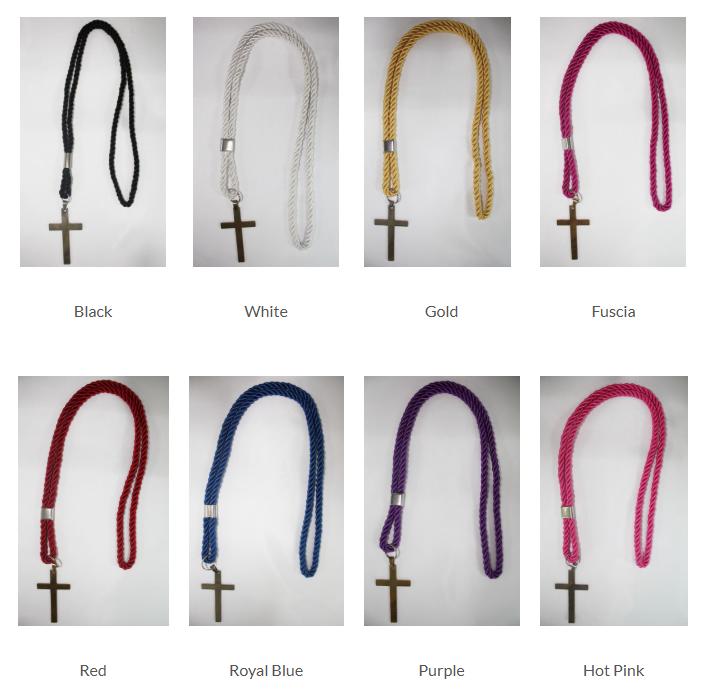 Clergy Uniform Rope Cord and Cross Necklace