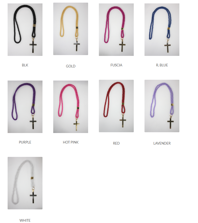 Clergy Uniform Rope Cord and Cross Necklace