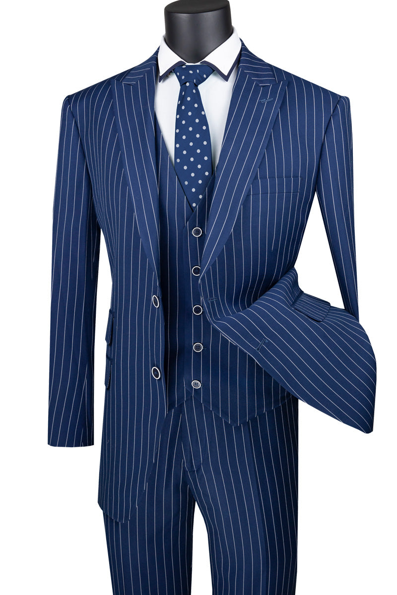 Vinci Executive 3pcs Suit V2RS-9 Pin Stripe