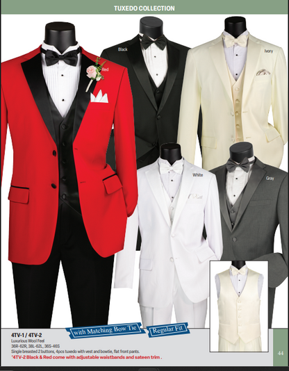 Vinci Tuxedo Suit with Vest & Bow Tie 4TV-1 4TV-2
