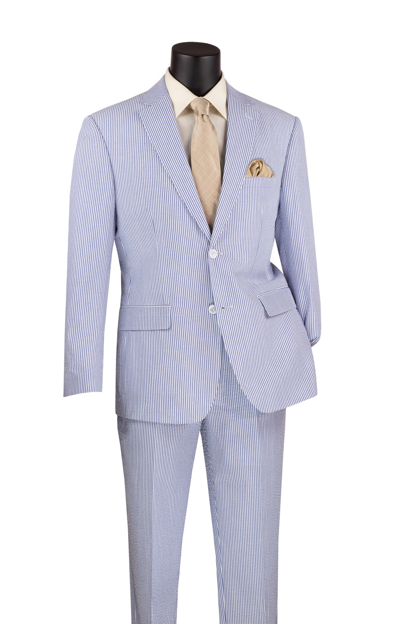Seersucker 2pc Suit in Modern Fit Summer Vinci Suit with Flex waist FMSS1