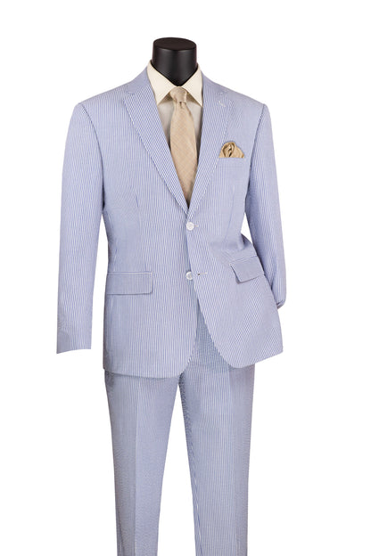 Seersucker 2pc Suit in Modern Fit Summer Vinci Suit with Flex waist FMSS1