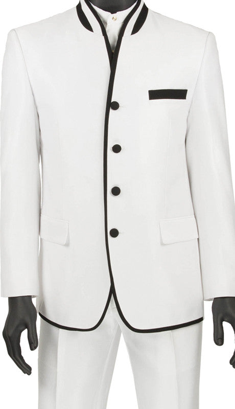 banded collar suit slim fit S4HT-1 white