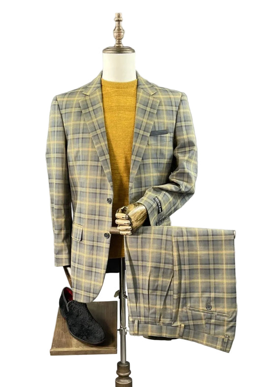 Menz Business 2 button Suits Plaids