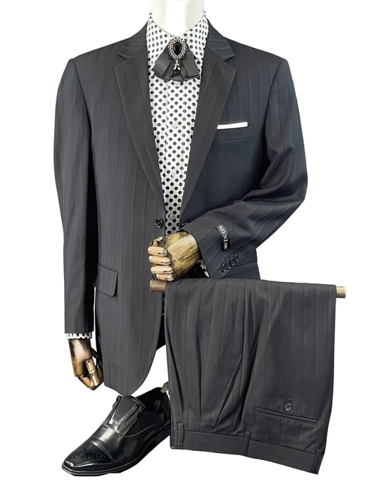Menz Striped Business Suits - 2 Buttoned