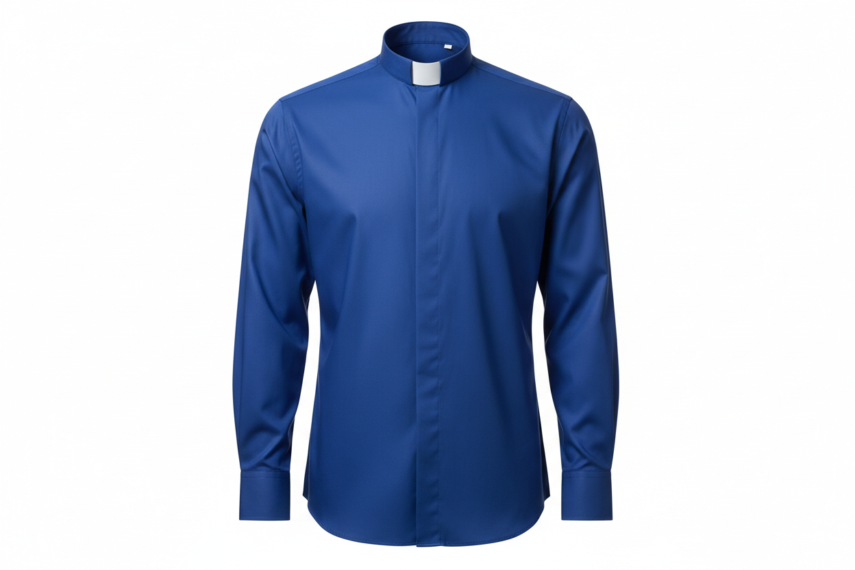 Royal blue Clergy Tab collar men shirt