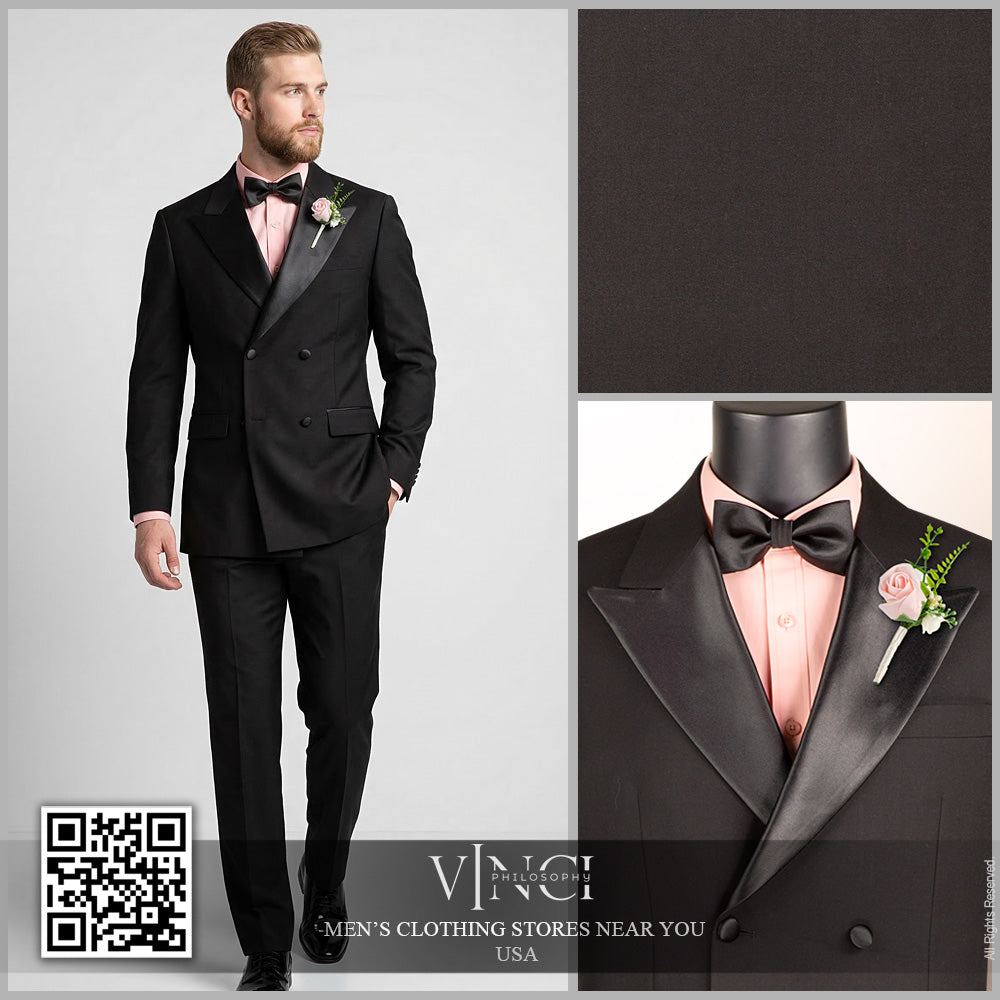 Vinci Tuxedo Tux Double Breasted Suit with Free Bow Tie TBD-900