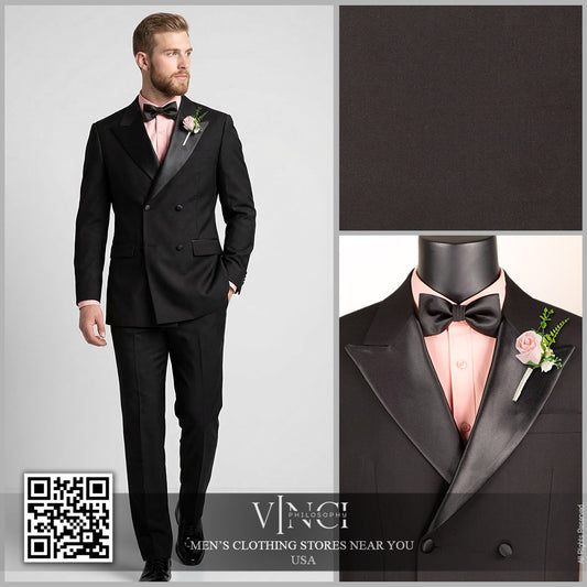 Vinci Tuxedo Tux Double Breasted Suit with Free Bow Tie TBD-900