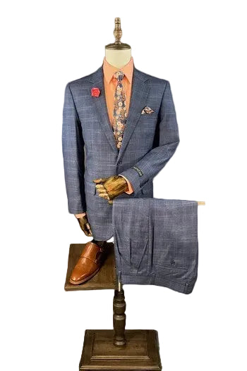 Menz Business 2 button Suits Plaids Big & Tall